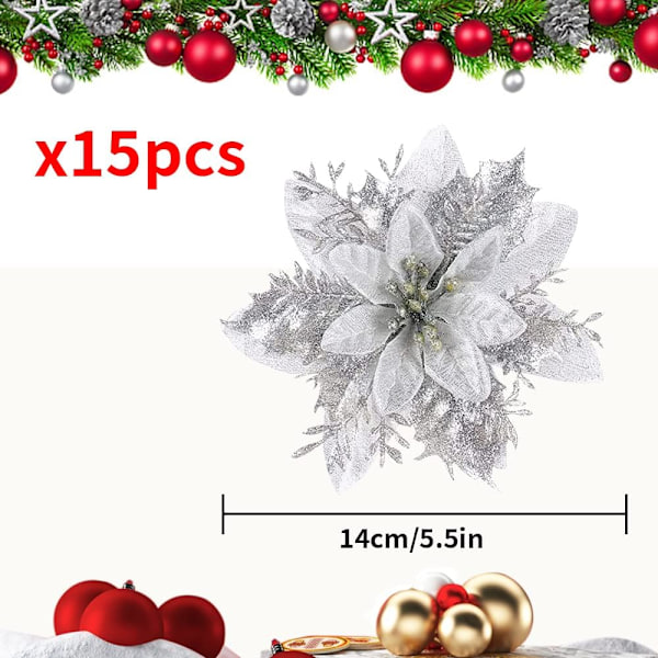 Julgransblommor, glittrande julblomsterdekoration