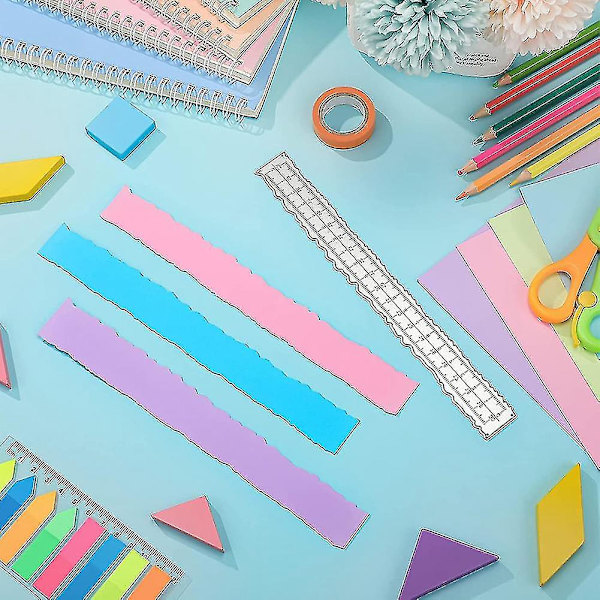 3 stycken 8,4 tum metall oregelbundna kanter Linjal Kanter Linjal för att göra kort Scrapbooking School Off (som visas)