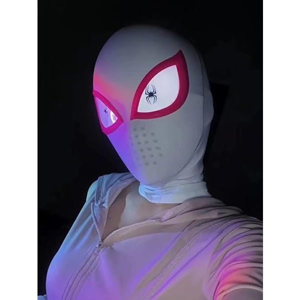 Spindelmask för kvinnor, mask med rörliga lysande ögon och geststyrning, rekvisita cosplay kostymer fester mask hjältemask för barn pojkar flickor vuxna kvinnor