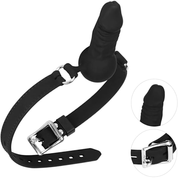 Svart Silikon-Gag med Klype-Spenne for BDSM-Lek - Justerbar Munn-Restraint for Alternativ Voksen Gøy