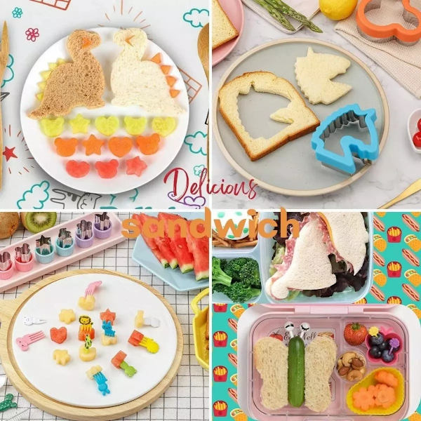 28-delt bagesæt - Sandwichbrødforme, grøntsags- og frugtskærere, kageforme - Fremstillet af holdbart PS-materiale