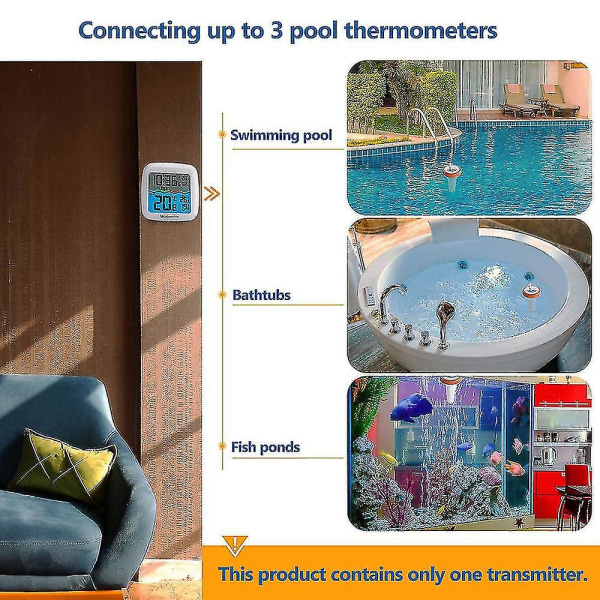 Vattentät swimmingpool temperaturmätare 3 kanaler trådlös anslutning LCD digital termometer termometer set（USA）