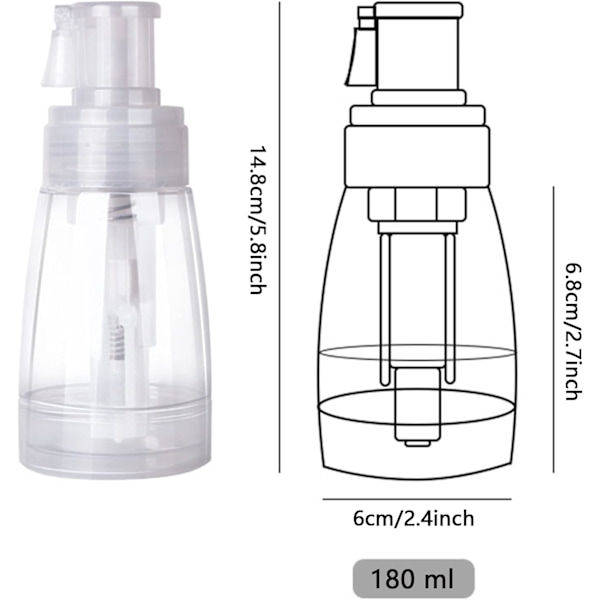 Pulversprayflaske Liten pumpeflaske Sprayflaske Pulversprayflaske Transparent pulversprayflaske Bærbar med tetningsdyse 180 ml