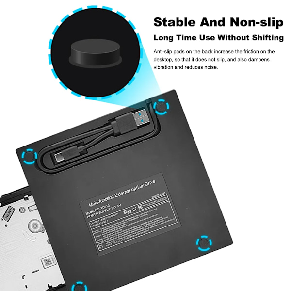 Ulkoinen CD DVD-asema Windows11 Mac OS, 7-in-1-asema, USB3.0 SD TF-portti, SLR-kamerat digitaalikamerat USB-muistitiedon lukeminen