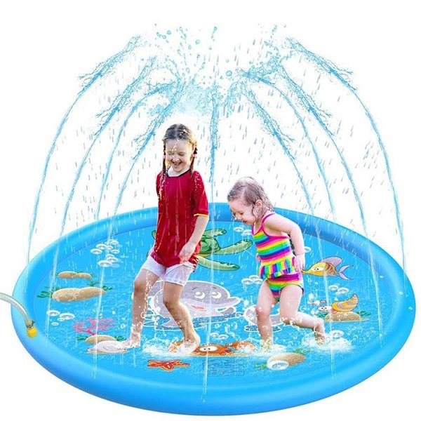 Splash Pad Sprinkler - Thicken Non-Slip & Splash Water Play Mat for Kids and Dog, Splash Pad for Kids 4-8，Outdoor Swimming Pool Water Toys Fun