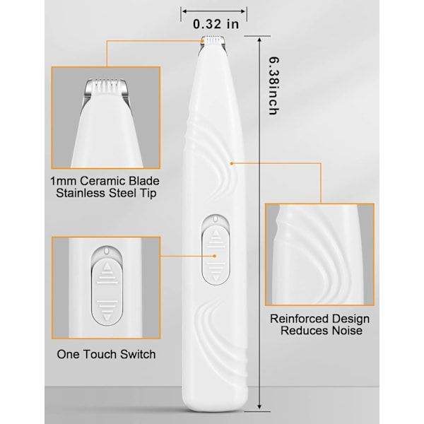 Hundetassklipper for stell, trådløs elektrisk kjæledyrpleieklipper for små kjæledyr, hund og katteklipper, lavt støynivå