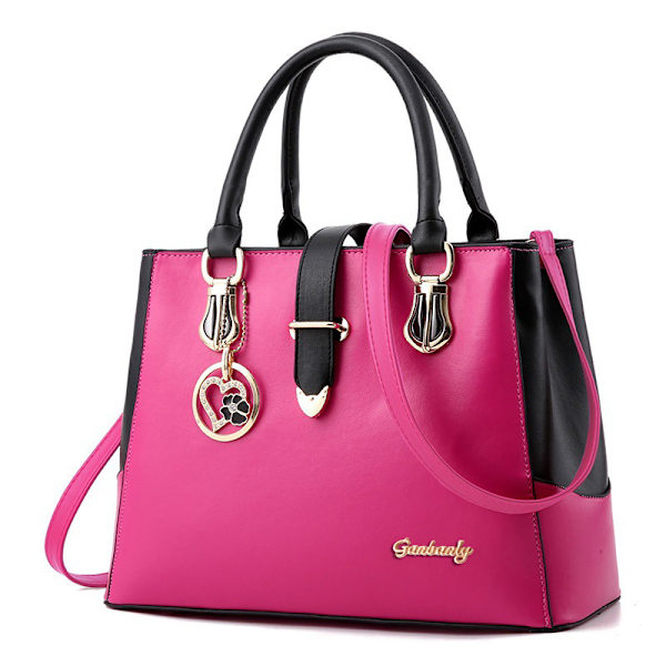 Vesker og håndvesker for kvinner Tote Skulder Crossbody Vesker med lang stropp avtakbar (Roserød)