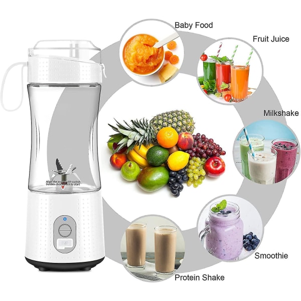 Bærbar blender, oppladbar personlig blender for milkshakes og smoothies, liten mini-fruktjuicerblender (pulver)