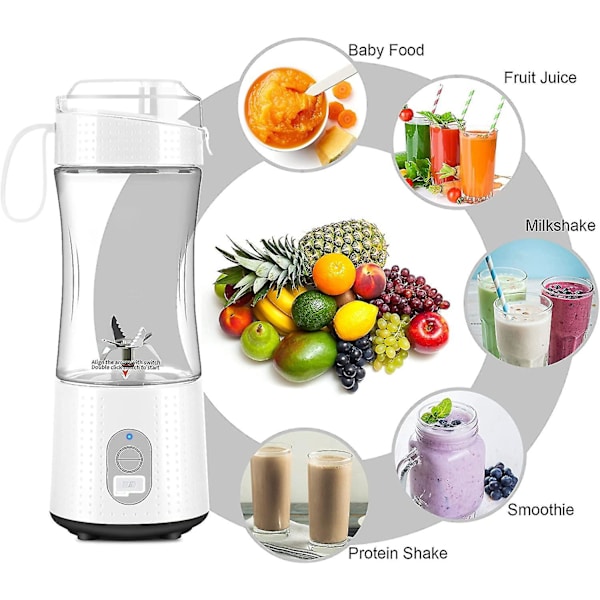 Bärbar blender, uppladdningsbar personlig blender för milkshakes och smoothies, liten mini- blender (blå)