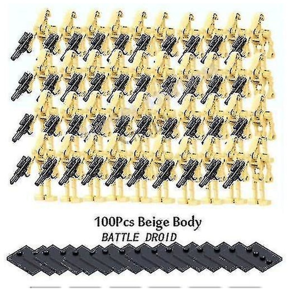 Star Wars Battle Droids Byggklossar Set Mini Actionfigurer Docka Minifigurer Leksaker Skrivbordsdekoration för fans（100 stycken）