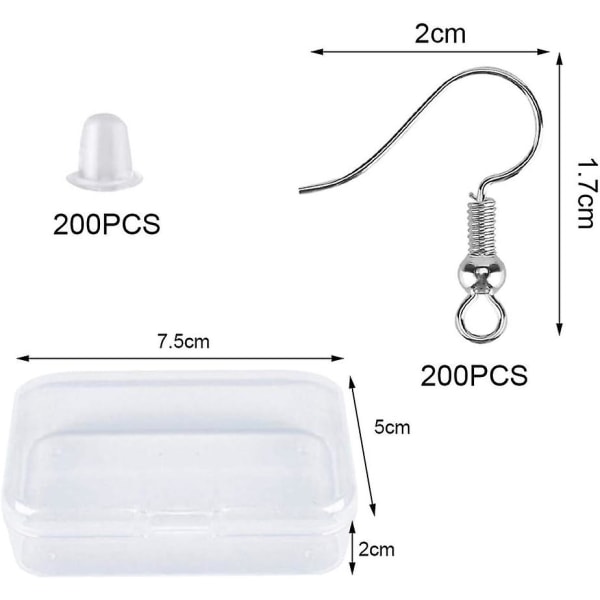 Øreringekroge med plastikæske - 300 stk. Hypoallergeniske fund