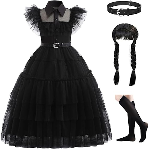 Girls Cosplay Costume Dress for Family Kids Costumes Black Dance Princess for Halloween School Party（110）