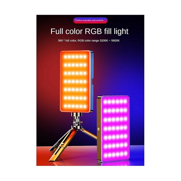 Rgb Full-color Live Broadcast Beauty Lighting Lamp Square Pocket Light Photography Full-color Led C（Svart）