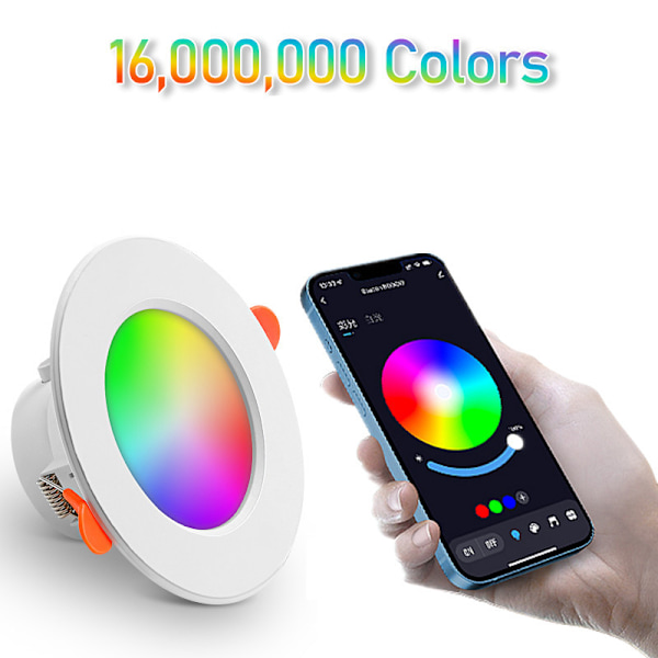 3-pack Bluetooth Smarta Downlights Tuya RGBCW Full Färg Dimning Alexa Röst/APP-kontroll