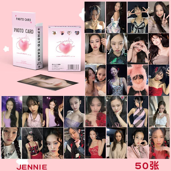 50 st/kartong Svartrosa fotokort Leksak Roliga Lomo-kort Kpop-vykort Seriekort Leksak Blink Present Lisa Jennie Rose Jisoo（2）