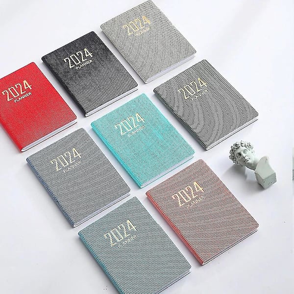 2024 2024 A7 Mini Pocket Notebook 365 Days Notepad Dagbok Anteckningsbok Dag Vecka Månad Planerare Kontor Skola Brevpapper[HSfF]（A7，Svart）