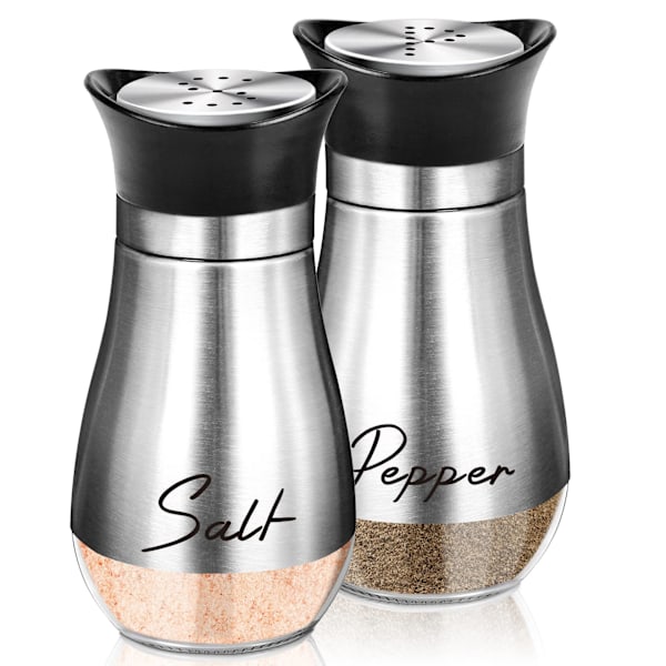 Salt- og Peberkværn Sæt, 4 oz Glasbund Salt Peberkværn med Rustfrit Stål Låg til Køkken Gadgets Madlavning Bord, RV, Camp