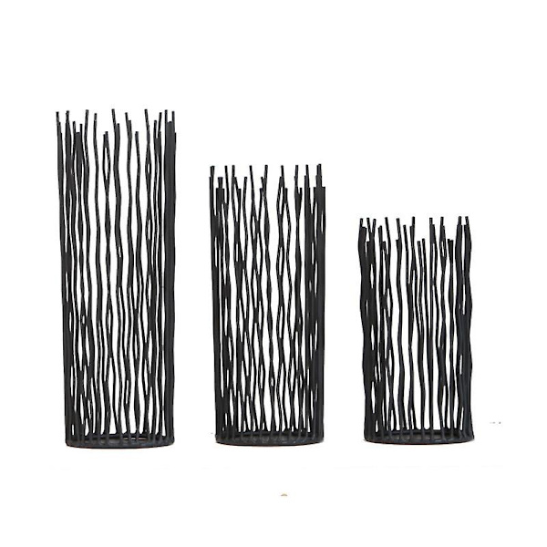 Wire Willow lysestaker sett med 1, metall svart søyle lysestaker for bord Canterpieces Moderne lysestake holdere for spisestue bordplate, hjem