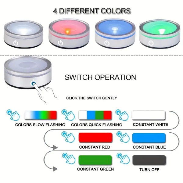 Genopladelig LED-displaystand til 3D-krystalfotos, glas, akryl eller gennemsigtigt, translucent materiale med touch-switch