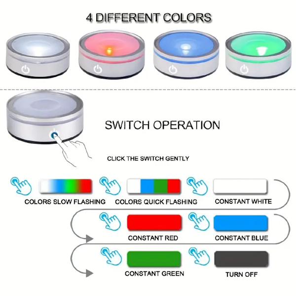 Uppladdningsbar LED-displaystativ för 3D-kristallfoton, glas, akryl eller transparent genomskinligt material med touch-switch