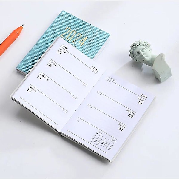 2024 2024 A7 Mini Pocket Notebook 365 Days Notepad Dagbok Anteckningsbok Dag Vecka Månad Planerare Kontor Skola Brevpapper[HSfF]（A7，Svart）