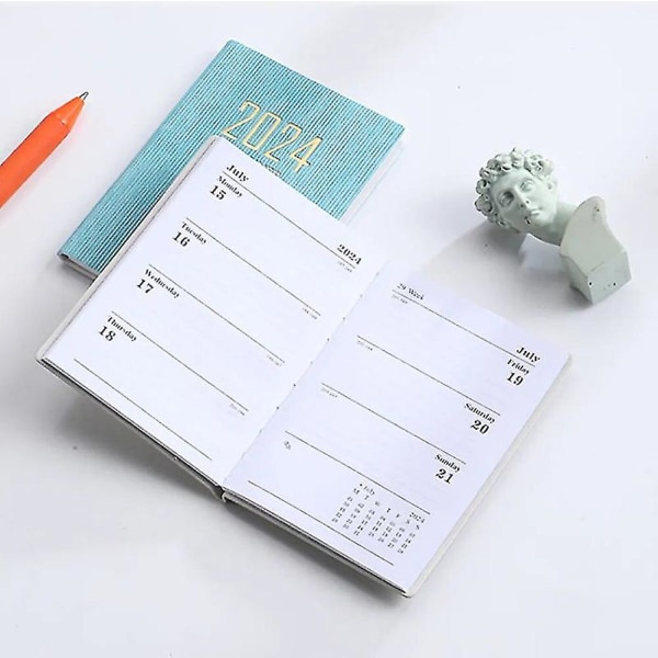2024 2024 A7 Mini Pocket Notebook 365 Days Notepad Dagbok Notatbok Dag Uke Måned Planlegger Kontor Skole Skrivesaker[HSfF]（A7，Sort）