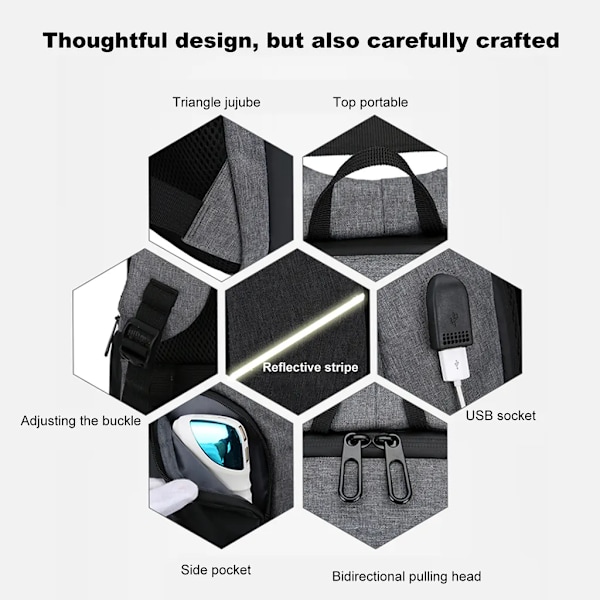 Laptop Ryggsäck för 17 tums Laptop Väska med USB-port, Fashion Vattentäta Ryggsäckar
