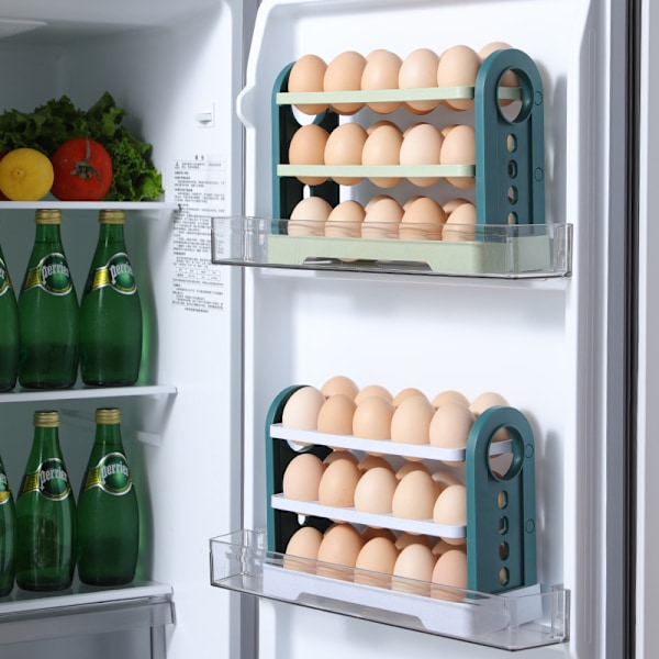 Kreativ vändbar äggförvaringsställ, kylskåpsäggbehållare för frys, äggförvaringsbehållare, transparent plastförvaringsbehållare