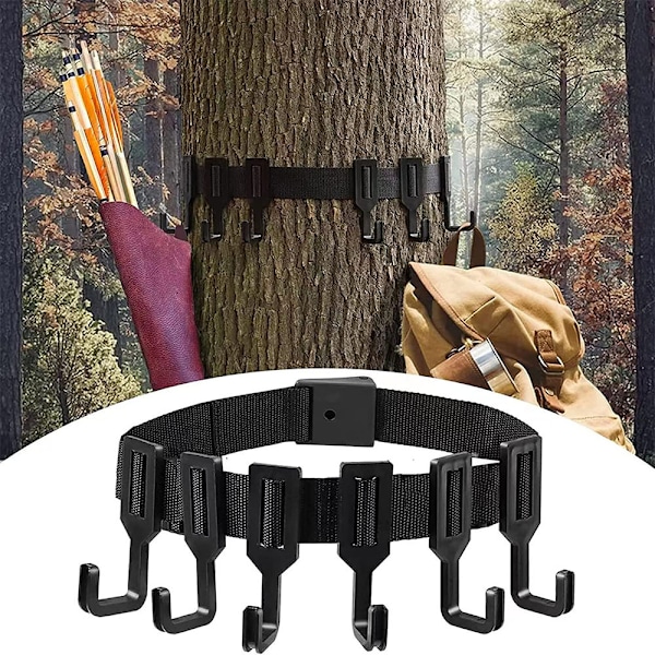 Treestand Gear Strap Hangers, Bow Hangers for Treestand, Multi-Hook Tree Stand Accessories for Hunting, Treestand Straps Holder with 6 Hooks