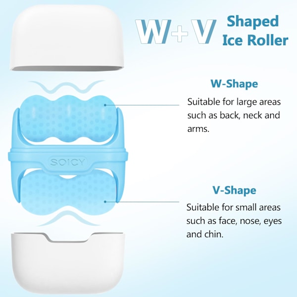 Ansiktsrull med is, dobbeltsidig ansiktsrull med is, ansiktspleieenhet med 2 i 1-rull, kryoterapi isrullmassasjer, lindrer migrene