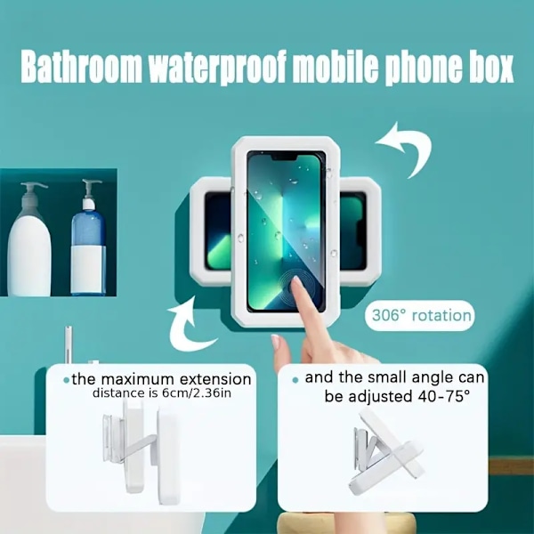 Retractable Rotating Waterproof Lazy Cell Phone Shower Wall Mount Cell Phone Shower Case
