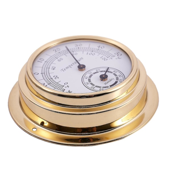 Termometer Hygrometer Barometer Klockor Klocka 2 Hel Set Meter（Guld）