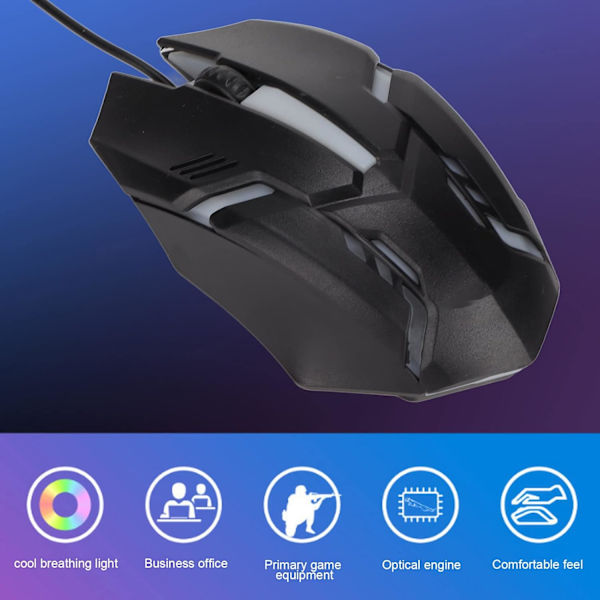 RGB Gaming Mus, 1600 DPI Computer Kablet Mus, Ergonomisk Gaming Mus, Farverige Lys, 3D Rullehjul, til Win10 8 7 til Win til Win XP