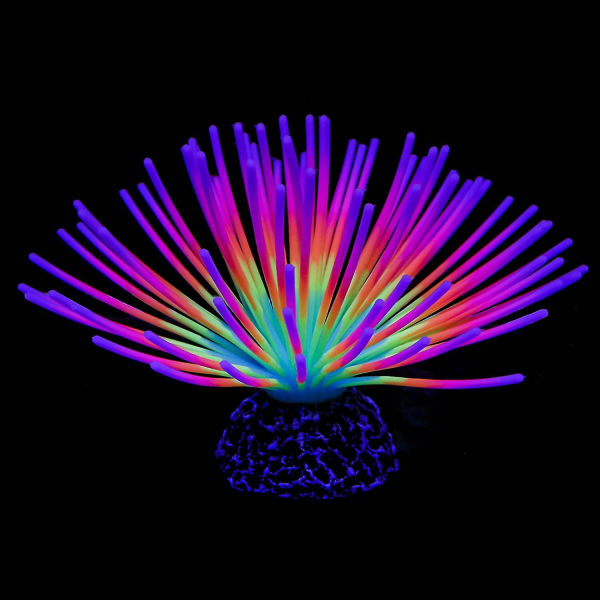 Kunstig silikone ornament med imiteret regnbue søpindsvin Kugle til akvarium med glødende effekt til akvarium Landskabsdekoration