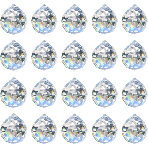 20 stk. krystalkugle 0,8\"/20mm prisme solskin fanger regnbue vedhæng maker, hængende krystaller prismer til vinduer, til Feng Shui, til gave