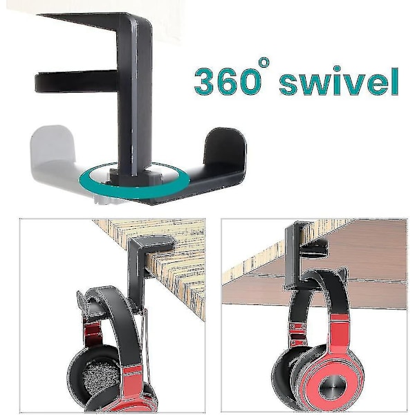 Hörlursställ med kabelklämma, 360 graders rotation justerbar fjäderklämma