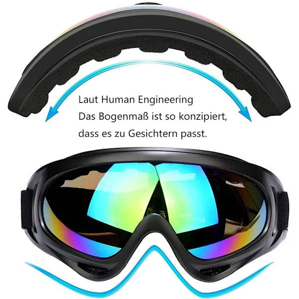 2-pack unisex skid- och snowboardglasögon, snowboardglasögon, UV-skyddsglasögon, anti-imma skidglasögon, för skidåkning (färgglada + transparenta)