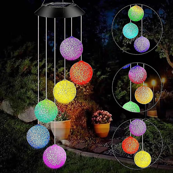 Farveskiftende Solar Powered Led Chimes Havedekoration til udendørs romantisk gårdhave med kroge