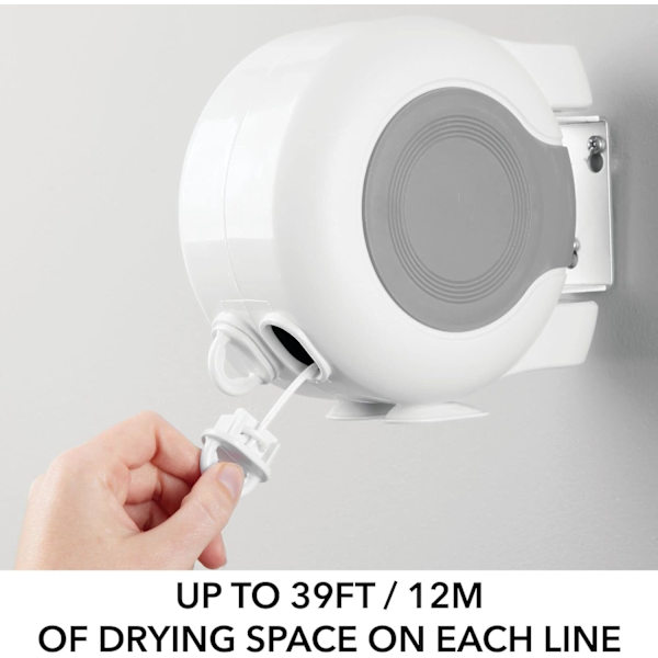 Retractable Clothesline - Seinälle kiinnitettävä muovi- ja metallipyykkinaru sisä- ja ulkokäyttöön - Kylpyhuoneeseen, pyykkitupaan, puutarhaan tai matkalle
