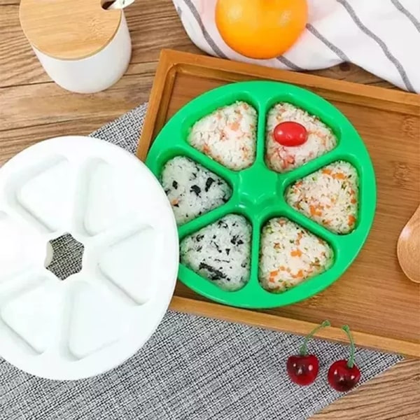 6 hulrums trekant sushiform Onigiri risbollepresse Non-stick sushiformværktøjer til tang koriander risbolde