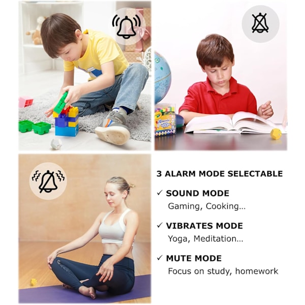 Kubtimer, Pomodorotimer, Uppladdningsbar liten söt timer, Timer för barn och klassrum, Köktimer för matlagning, Träning och lärande