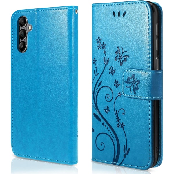 Phone case i PC-läder kompatibelt med Samsung Galaxy A14 5G / A14 4G- case och skärmskydd, Flip Wallet phone case Cover - Ljusgrön