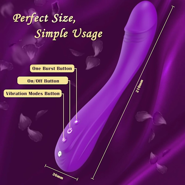 Dildo G-punkt Vibrator Sexleksaker för Klitorisstimulering med Kraftfull Vibration, Anal Dildo Sexleksak med 7 Vibrationslägen (Lila)