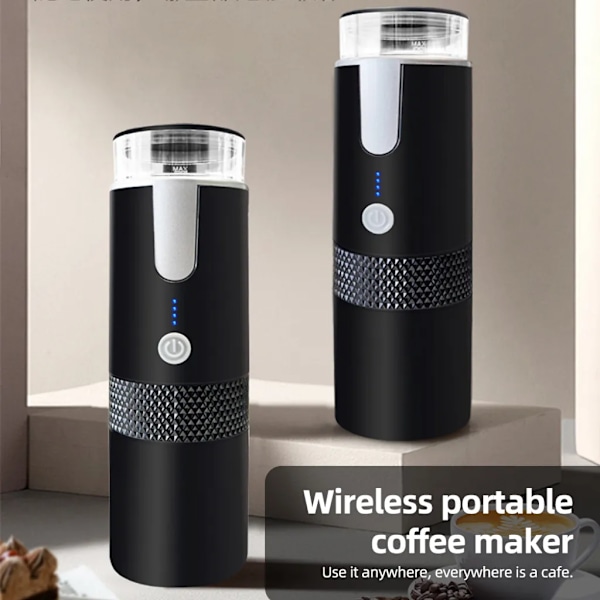 Bärbar elektrisk espressomaskin, 6 oz singelserverings minikaffemaskin med kopp kaffepulver och kapselbehållare, 1200mAh