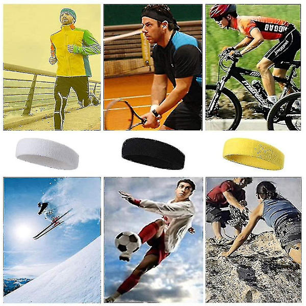 10 delar sportpannband för män och kvinnor, svettband, elastiskt hårband, halkfri fukttransporterande bomullspannband för sport
