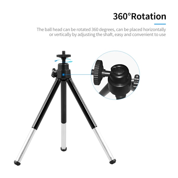 Bærbar webcam-stativ, let mini webcam-stativ til smartphone, webcam-stativ til skrivebord, telefonholder, bordstativ