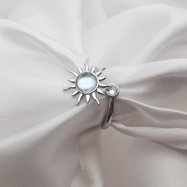 Angst Fidget Spinner Ring, Fidget Ringe til Angstlindring Stress Åben Justerbar Blomst Måne Stjerne Figet Spinder Ring Stakbar Ring