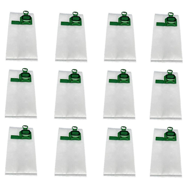 12 stk støvpose for Vorwerk Vk140 Vk150 Robotstøvsuger 140/150 reservedeler Ac（Hvit Grønn）