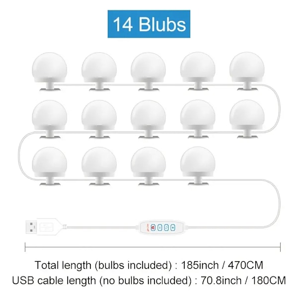 Sminkefrontlys, LED-belysning, oppvarming, belysning, USB-lampe