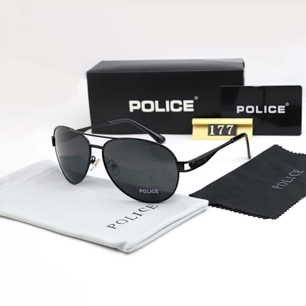 Poliisin miesten polarisoidut UV400 aurinkolasit Aviator-lasit ajolasit（Musta）